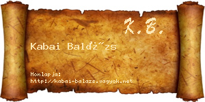 Kabai Balázs névjegykártya